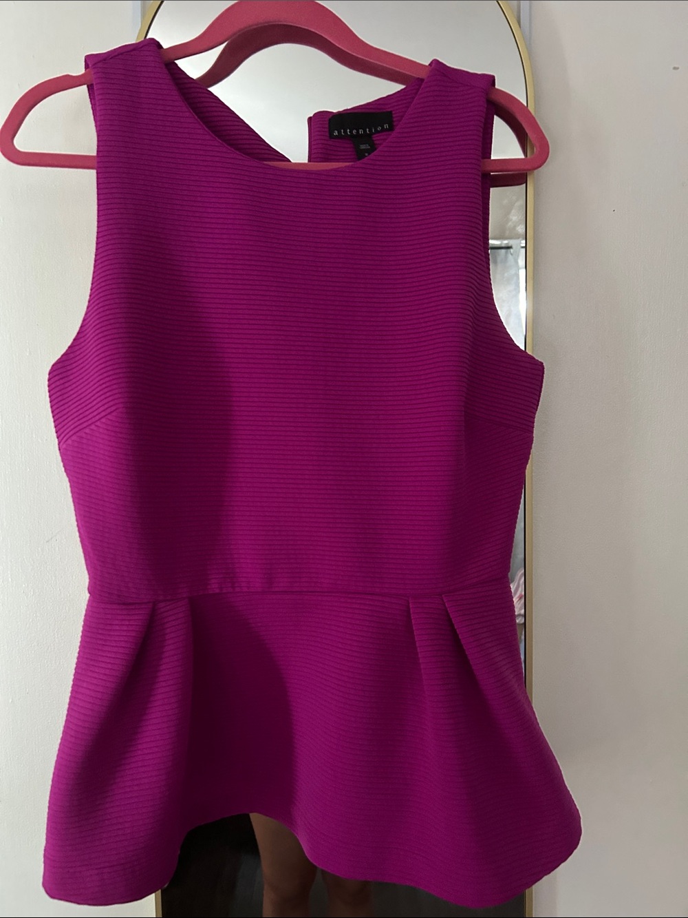 attention Purple Peplum Sleeveless Tank Top